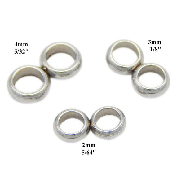 Surgical Stainless Steel Double Donut Spacer Bead Silver Slider 8 Eight Shape Round Leather Cord Rope Two Hole Welded Soldered 2 3 4mm