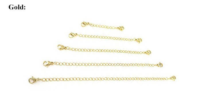 Surgical Stainless Steel Silver Tone Necklace Bracelet Extender Curb Chain Sets 2" 3" 4" 5" 6"