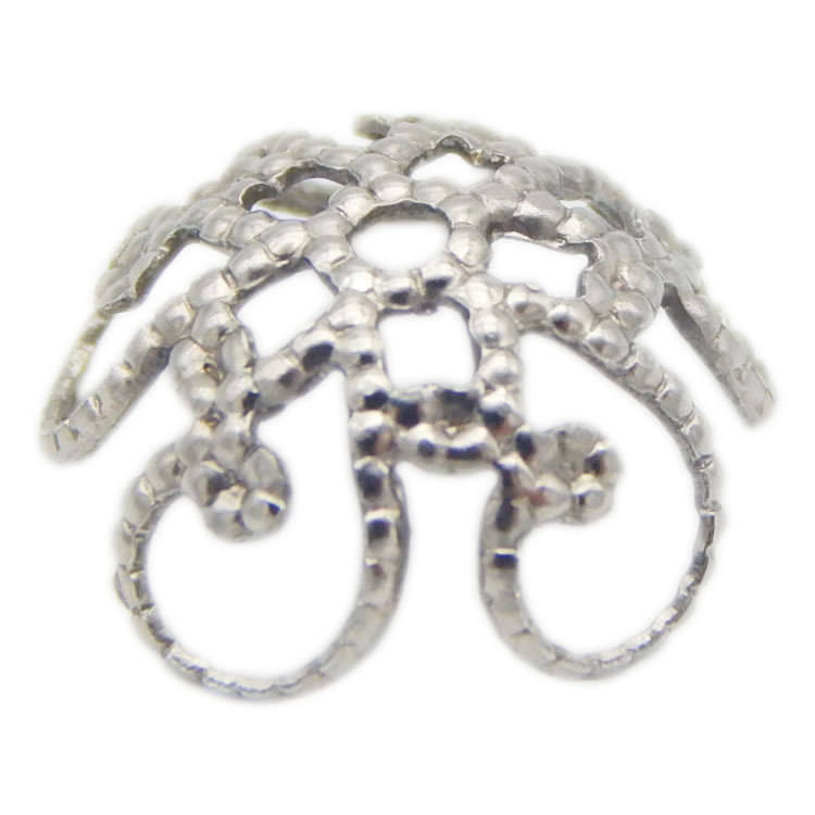 Bead Cap Stainless Steel Silver Tone Filigree Flower Cap 8 10 mm Jewelry Charm Making Finish Finding DIY Craft Supply Wholesale Bulk Lot