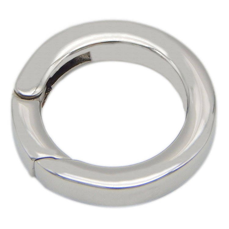 Spring Ring  3/4" 20mm Surgical Stainless Steel Carabiner Round Push Gate Snap Open Hook Silver Tone Hinge Key Camping