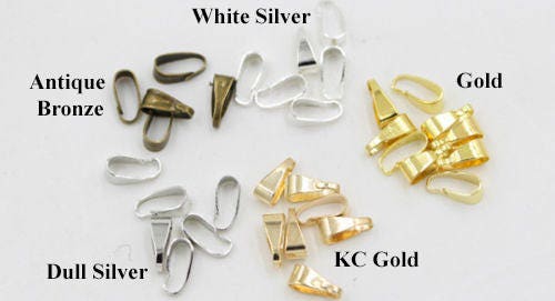 Plain Snap Locket Bail Spring Pinch Clip 5/16" 7mm Silver Gold Chain Pendant Connector Clasp Jewelry Making Finding Wholesale Bulk Lot