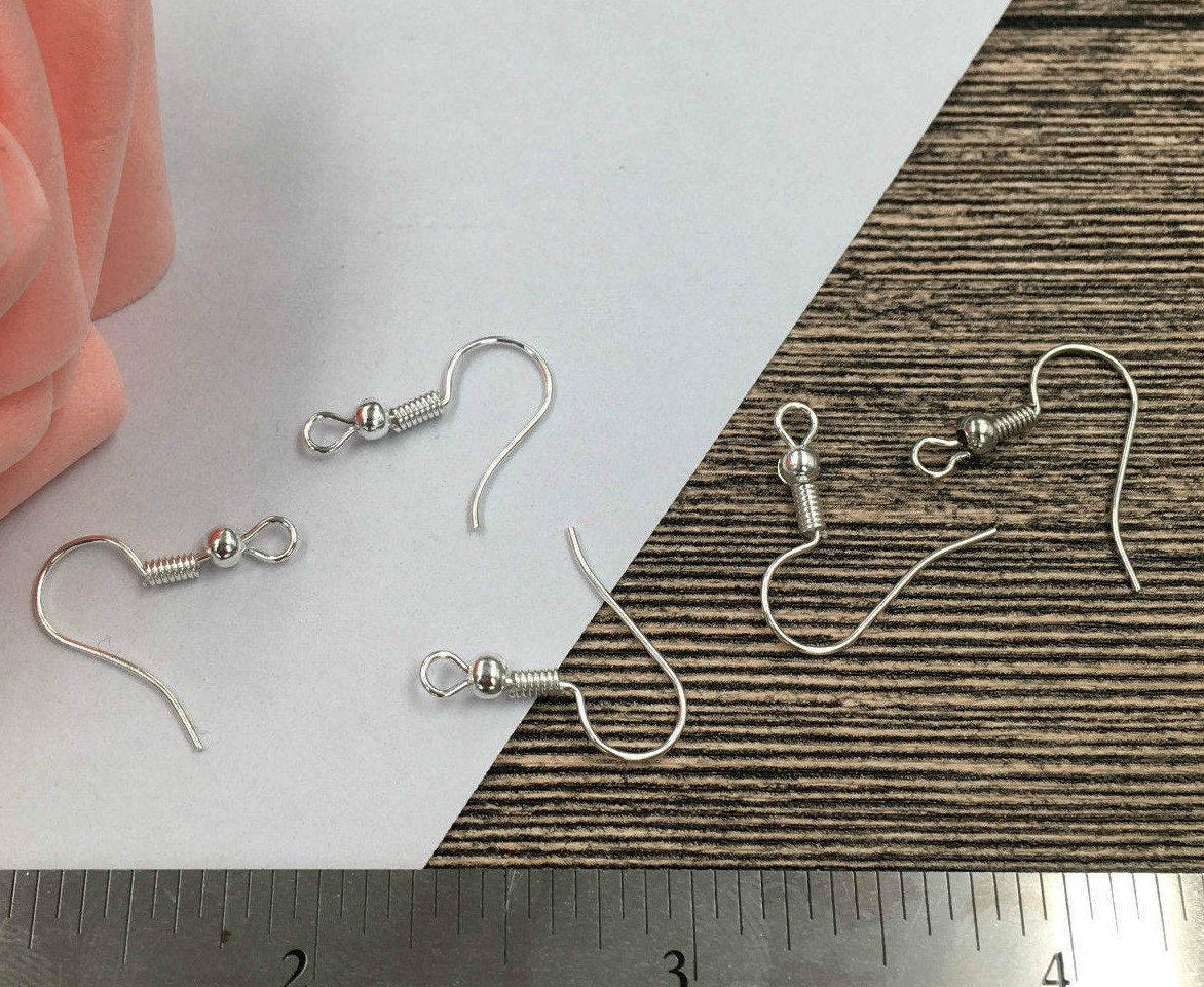 Earring Hook Fish Ball Spring Coil 3/4" 17mm French Style Dangle Ear Wire Jewelry Making Craft Components Findings Wholesale Bulk Supply