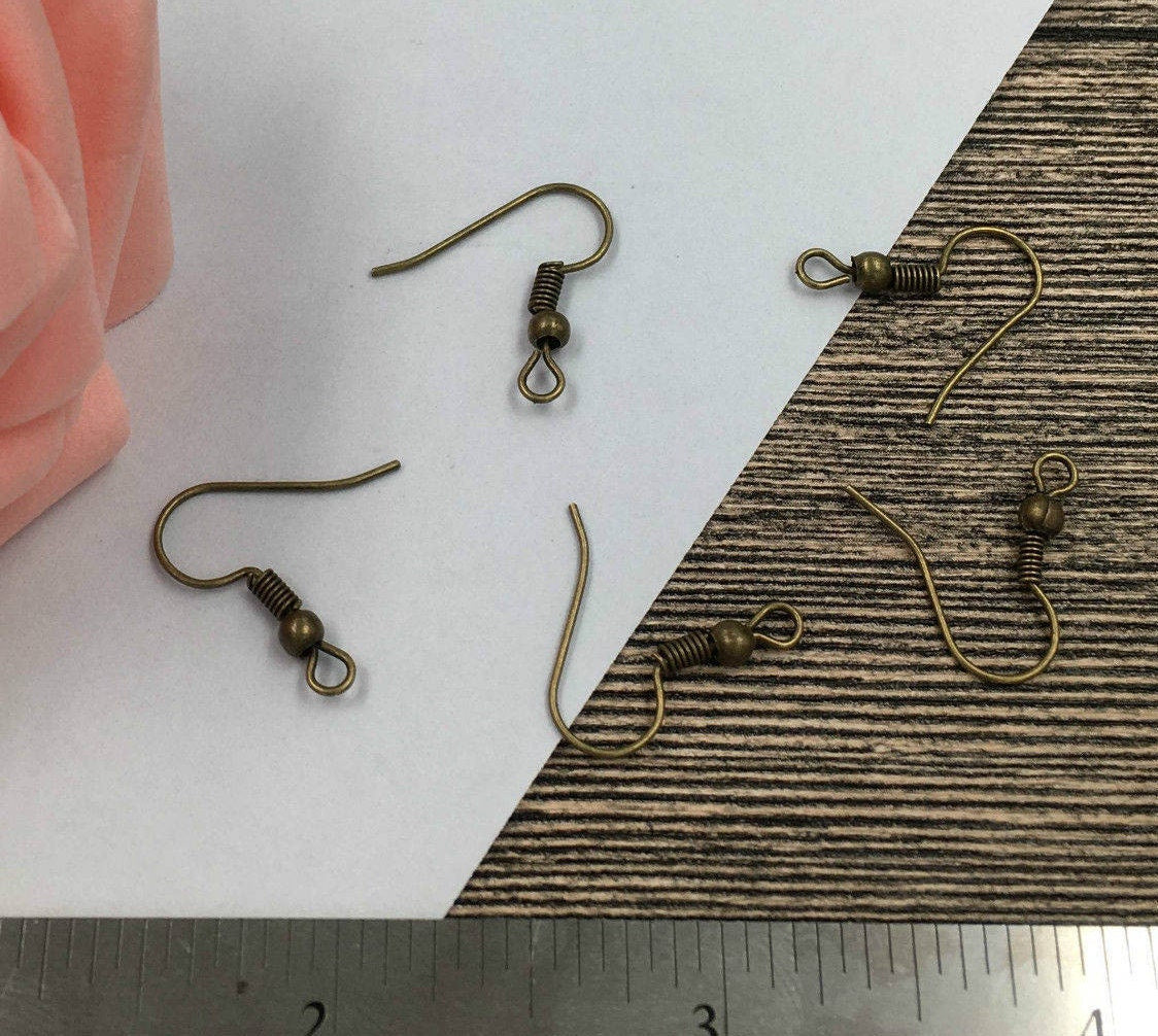 Earring Hook Fish Ball Spring Coil 3/4" 17mm French Style Dangle Ear Wire Jewelry Making Craft Components Findings Wholesale Bulk Supply