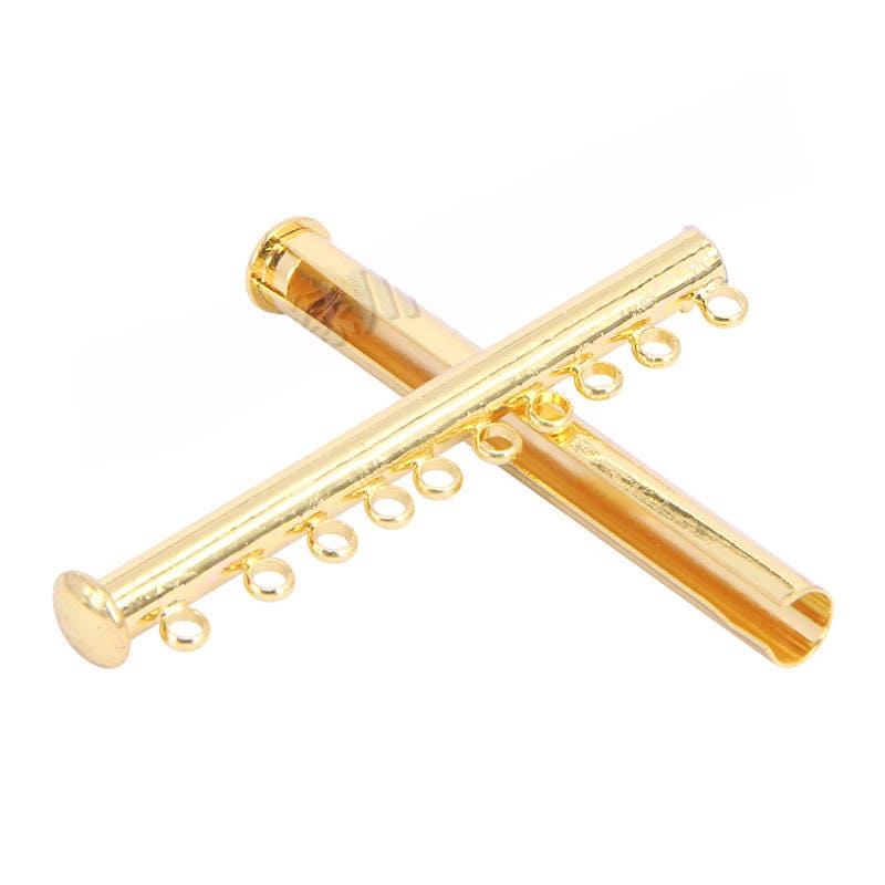 Brass Multi-Strand Ring Row Magnetic Tube Bar Slide Lock Clasp Closure Connector 2 3 4 5 6 7 8 9 10 Loop Hole Necklace Peyote Bracelet