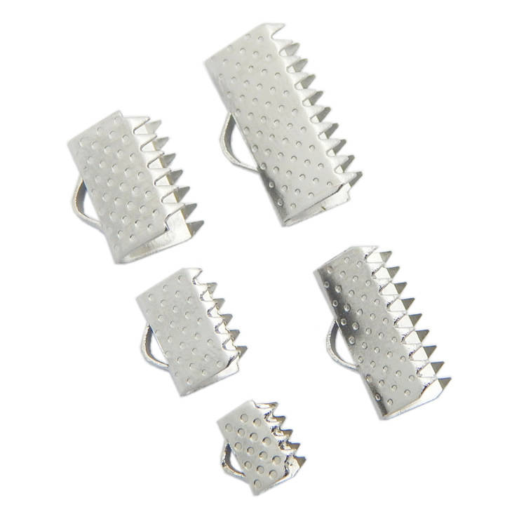 Stainless Steel Ribbon Clip Clamp Cord Crimp End Cap Tip Necklace Bracelet Connector Finding 6.5 8.5 10 13 15 20 25 mm