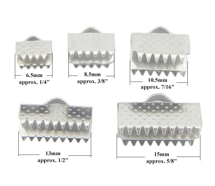 Stainless Steel Ribbon Clip Clamp Cord Crimp End Cap Tip Necklace Bracelet Connector Finding 6.5 8.5 10 13 15 20 25 mm