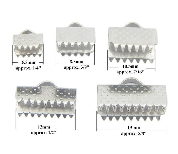 Stainless Steel Ribbon Clip Clamp Cord Crimp End Cap Tip Necklace Bracelet Connector Finding 6.5 8.5 10 13 15 20 25 mm