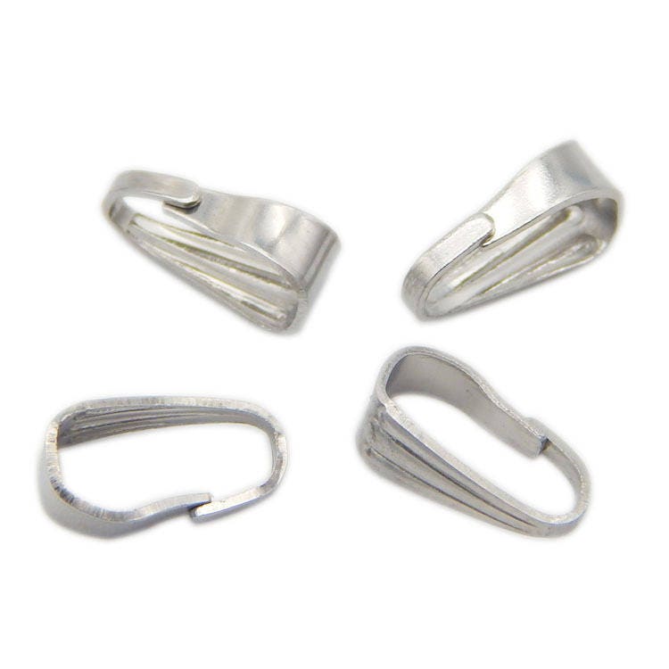 Stainless Steel Plain Snap Bail Spring Pinch Clip Pendant Connector Clasp Jewelry Making Finding 6X2.5 9X3.9 mm