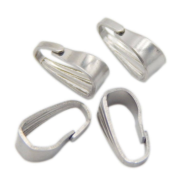 Stainless Steel Plain Snap Bail Spring Pinch Clip Pendant Connector Clasp Jewelry Making Finding 6X2.5 9X3.9 mm