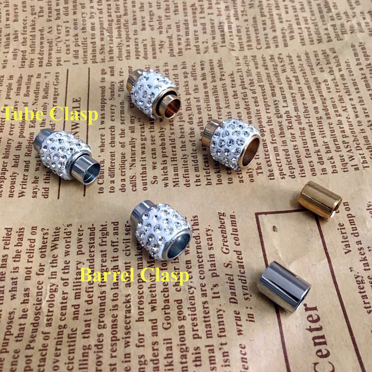 Crystal Magnetic Clasp Glue Clay Rhinestone Tube Barrel 1/8" 1/4"  3/6/7mm Round Leather Cord Kumihimo Strong End Cap DIY Supply Final Sale