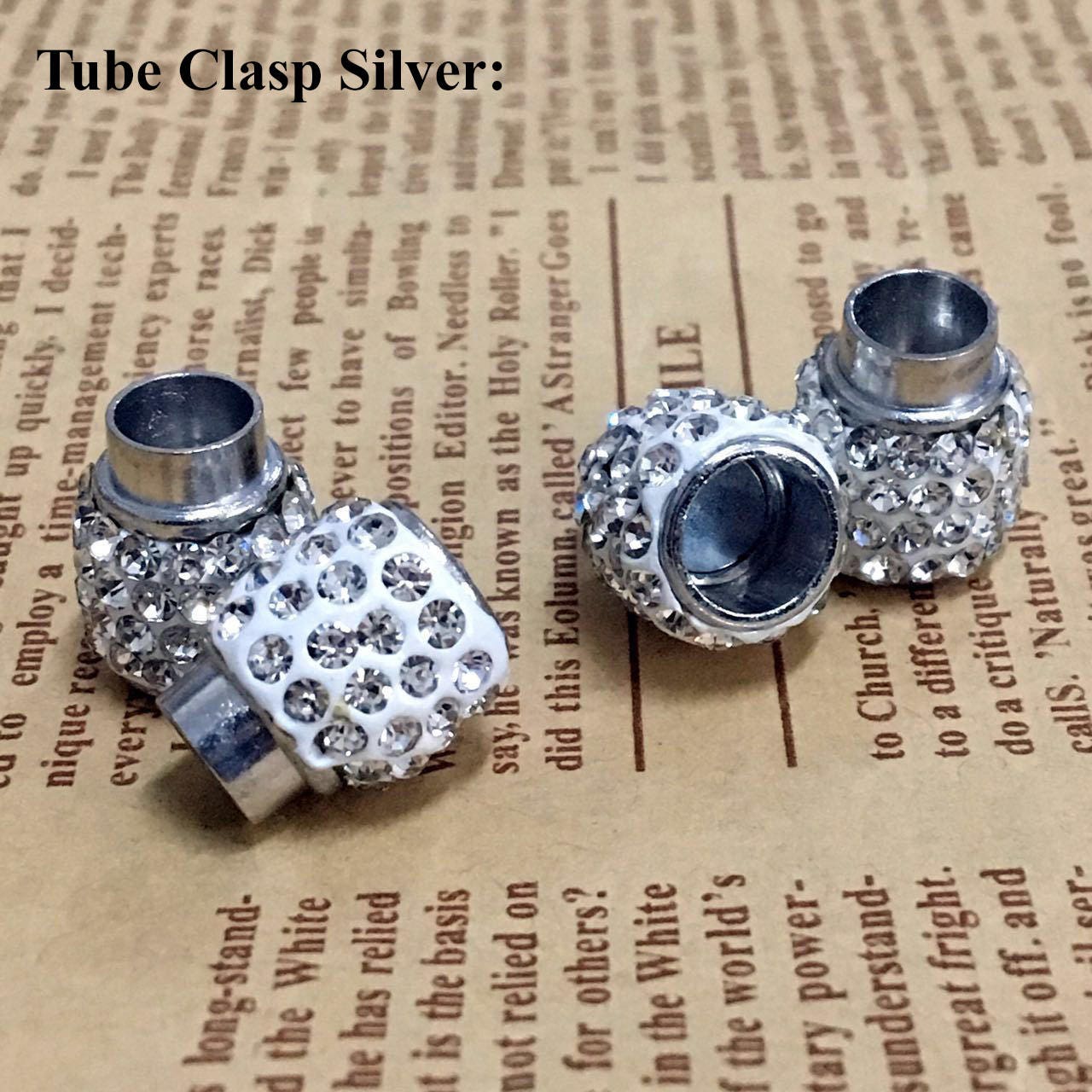 Crystal Magnetic Clasp Glue Clay Rhinestone Tube Barrel 1/8" 1/4"  3/6/7mm Round Leather Cord Kumihimo Strong End Cap DIY Supply Final Sale