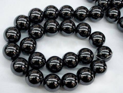 Black Magnetic Hematite Bead Center Drilled Round 2 3 4 6 8 10 12 14 16mm Loose Stone Smooth Ball Two Hole Jewellery Making Bracelet Therapy