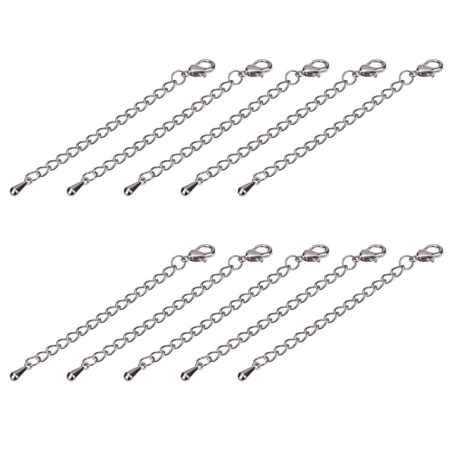 Surgical Stainless Steel Silver Tone Extender Chain for Necklace Bracelet 50 55 60 65 70 mm