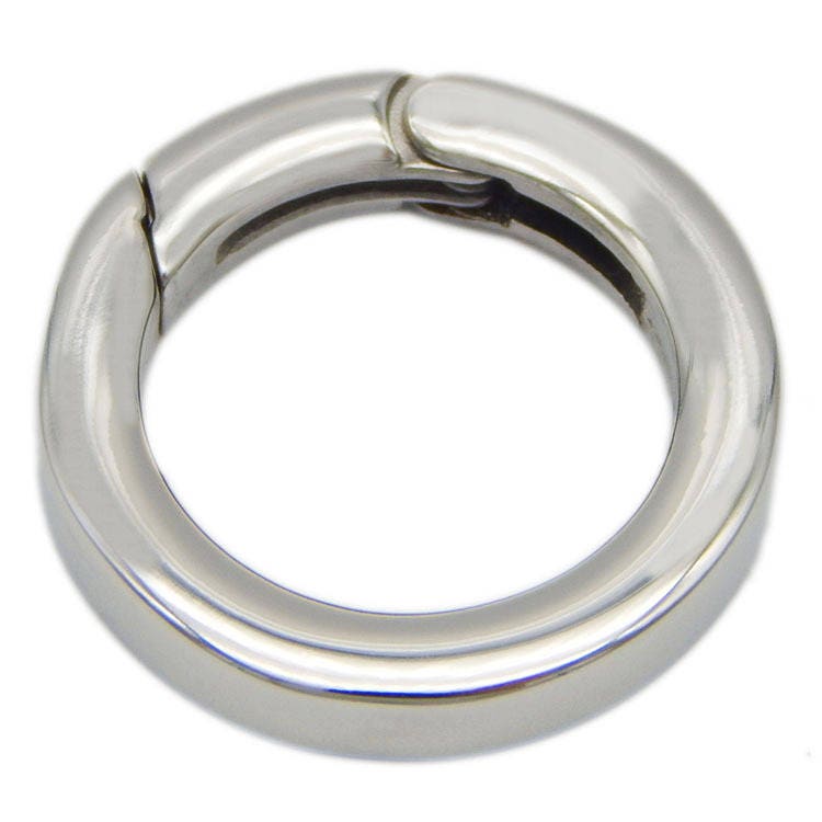 Spring Ring  3/4" 20mm Surgical Stainless Steel Carabiner Round Push Gate Snap Open Hook Silver Tone Hinge Key Camping