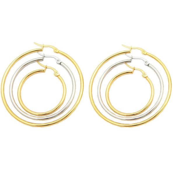 Surgical Stainless Steel Silver Tone Polished Tube Round Circle Small or Large Hoop Loops Earrings Leverback Latch Back