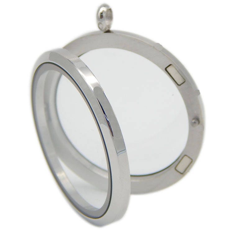 Surgical Stainless Steel Silver Tone Plain Round Pendant Glass Living Floating Memory Locket 20 25 30 35 38 mm Final Sale