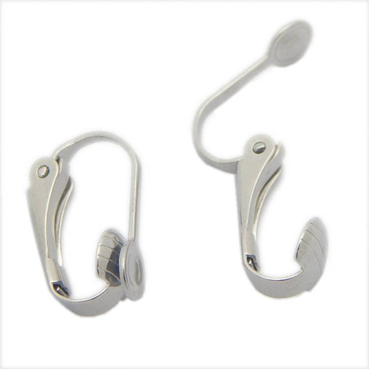 Surgical Stainless Steel Clip On Earring with Glue Pad non Pierced Ear Hook Blank Silver Tone Earwire Earcuff Wire Cuff Finding 16*10mm