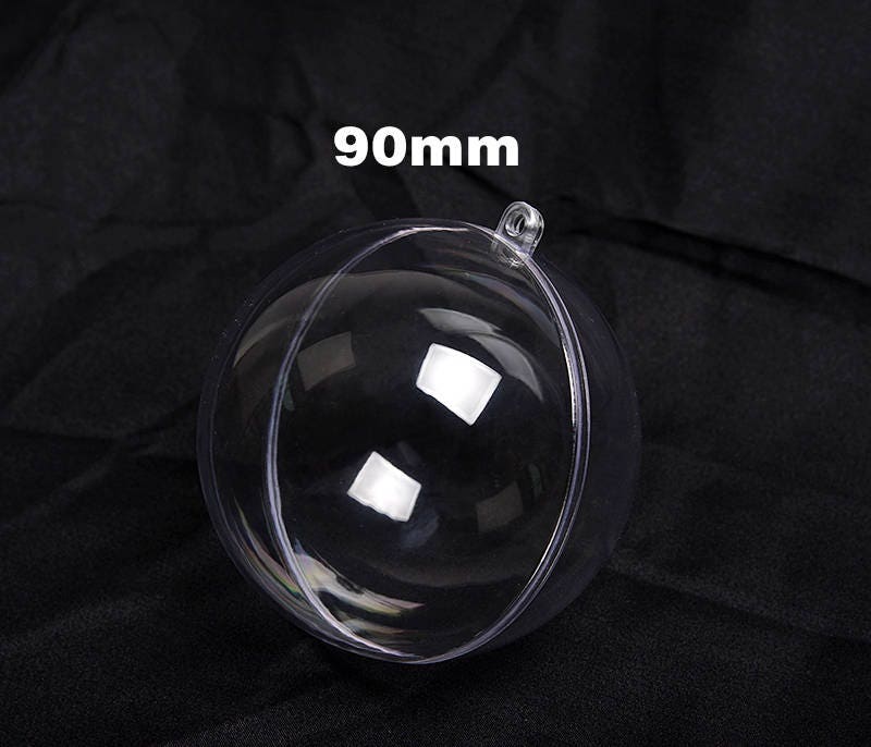 Clear Plastic Bauble Round Fillable Hanging Ball Ornament Acrylic Sphere Heart Christmas Decor Holiday Favor Candy Soap Bath Bomb Mold Craft