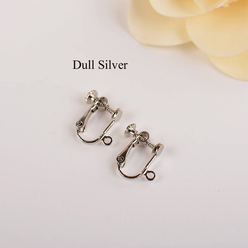 Screwback Clip on Earring with Ring Loop 12*12mm Gold Silver Hinged Drop Ear Wire Hoop Adjustable Screw Back Dangle Converter Finding DIY