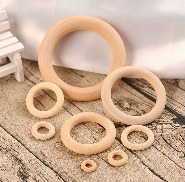 Blank Cutout Round Wood Ring Bangle Loop Hoop Smooth Unfinished Circle 2 3 4 5 6 9cm Natural DIY Craft Curtain Plant Hanger Wedding Macrame