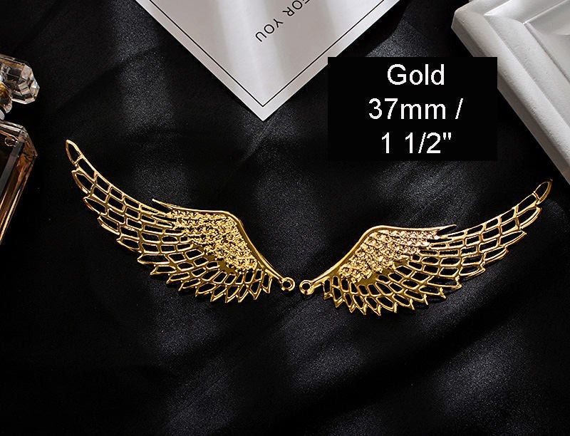 Large Filigree Angel Wings Charm Pendant Connector Cutout Feather Antique Bronze/Gold/Dull Silver 24x70/37x110mm Jewelry DIY Making Craft