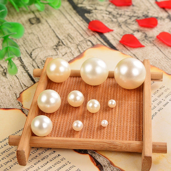 Acrylic Round Pearl Bead Undrilled No Hole Loose Ball 4 5 6 8 10 12 14 16 18 20 mm Glue in Craft Jewelry Making Hair Accessories Kanzashi