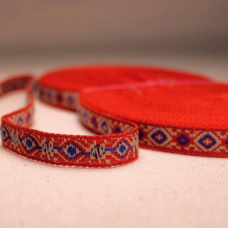 Jacquard Trim Wide Woven Border Sew Embroidered Ribbon Ethnic Geometric Sold by Yards Final Sale