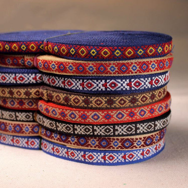 Jacquard Trim Wide Woven Border Sew Embroidered Ribbon Ethnic Geometric Sold by Yards Final Sale