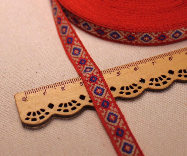 Jacquard Trim Wide Woven Border Sew Embroidered Ribbon Ethnic Geometric Sold by Yards Final Sale