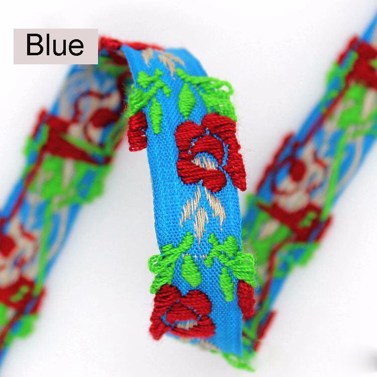 Lace Embroidered Rose Flower Trim Ribbon