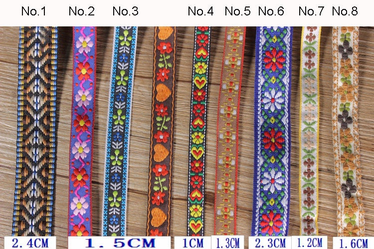 Jacquard Embroidered Heart Flower Ribbon Trim Geometric Color Sewing DIY Craft