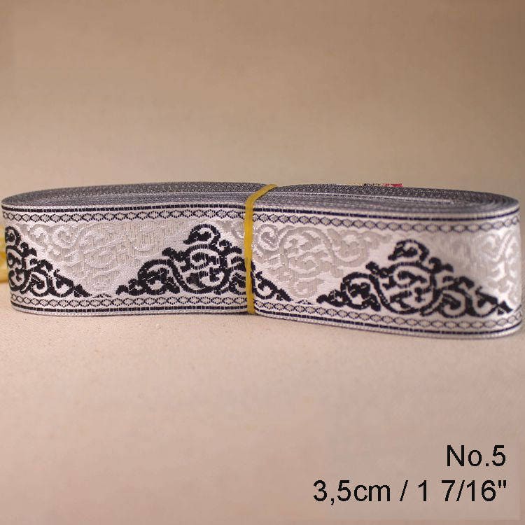 Indian Ribbon Trim 10 35mm Gold Silver Metallic Jacquard Brocade Woven Ethnic Swirl Medallion Floral Daisy Sewing Decor Strap Border Collar