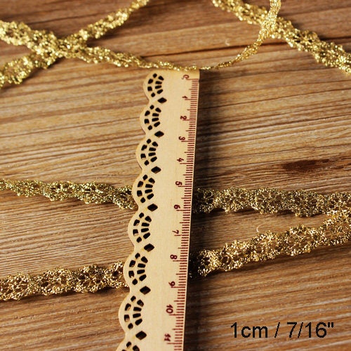 Metallic Gold Lace Edge Trim Bridal Ribbon Sewing