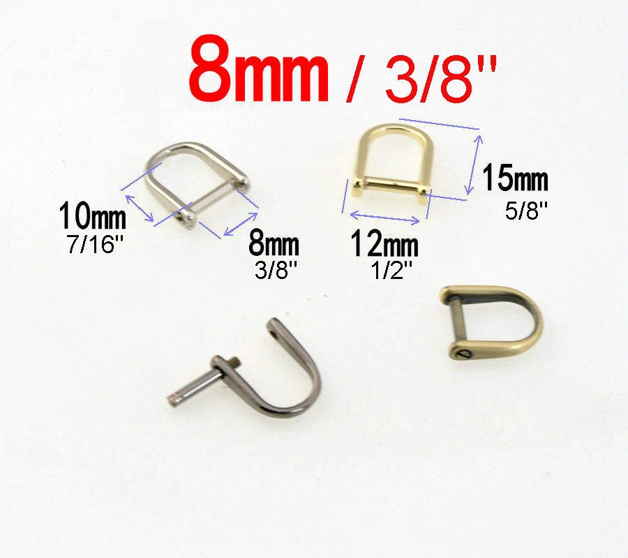 D-rings Shackle Horseshoe Buckle Purse Strap Connector Metal Adjuster 3/4  Inch 18mm Belt Webbing Purse Hardware Wholesale Bulk 