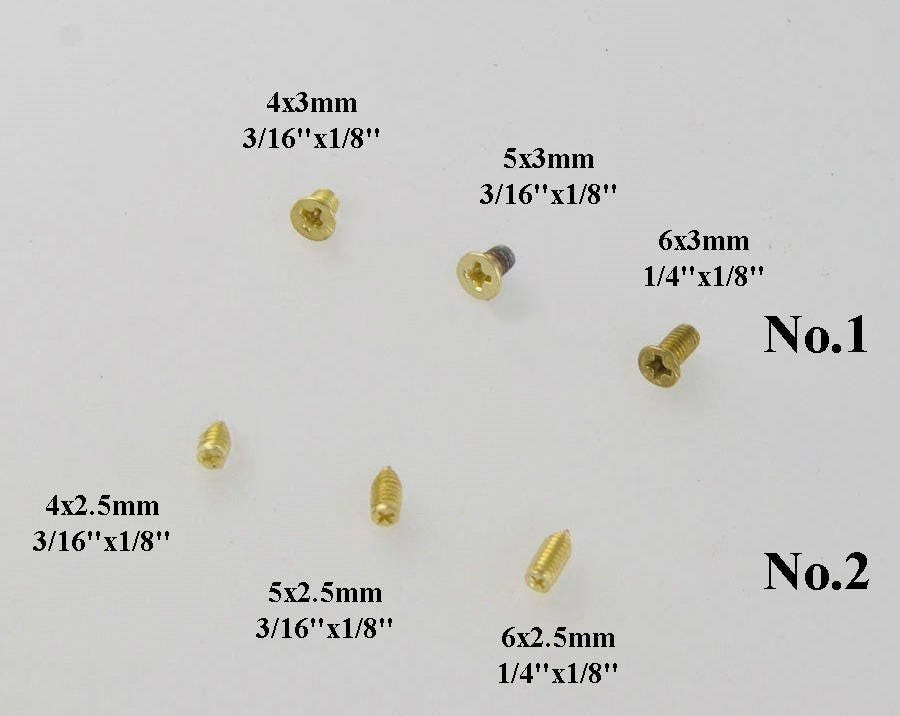 Flat Round Head Bugle Tapping Screw Mini Tiny Machine Screw Belt Tip Buckle Replacement Cross X Phillips Drive Gold Hinge Wood Leathercraft