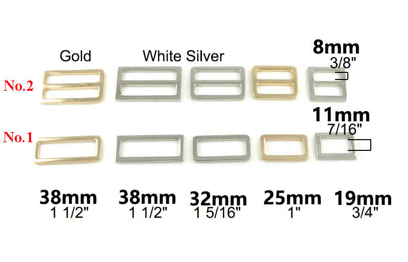 Metal Slide Buckle Strap Adjuster Triglide Rectangle Ring Keeper Flat Purse Belt Collar Leash Gold Silver Black Bronze 20 25 38mm 3/4 1 inch