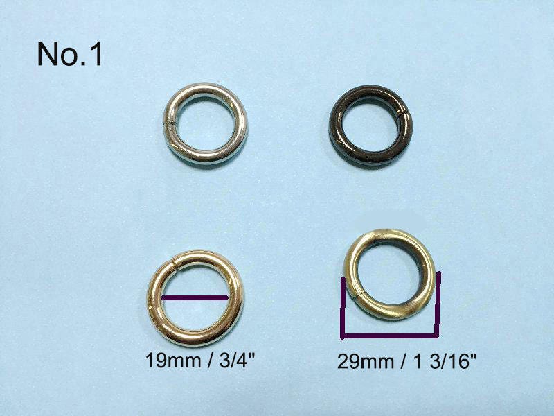 Thick O D-Ring Open Jump Ring Square Rectangle Sliding Belt Buckle Non Welded 5mm Wire 4 Gauge 20mm 3/4 inch Webbing Strap