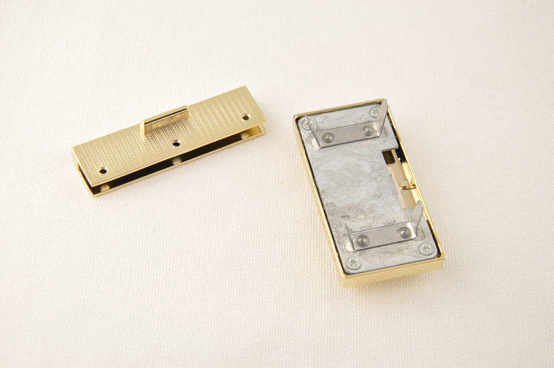 Metal Rectangular Press Squeeze Purse Lock Flip Double Knob 65*34mm Gold Tone Clutch Wallet Handbag Leathercraft Hardware Supply Repair