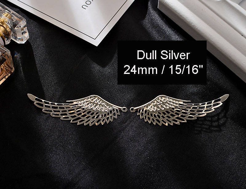 Large Filigree Angel Wings Charm Pendant Connector Cutout Feather Antique Bronze/Gold/Dull Silver 24x70/37x110mm Jewelry DIY Making Craft