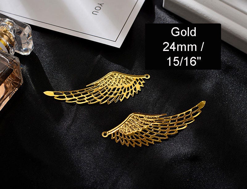 Large Filigree Angel Wings Charm Pendant Connector Cutout Feather Antique Bronze/Gold/Dull Silver 24x70/37x110mm Jewelry DIY Making Craft