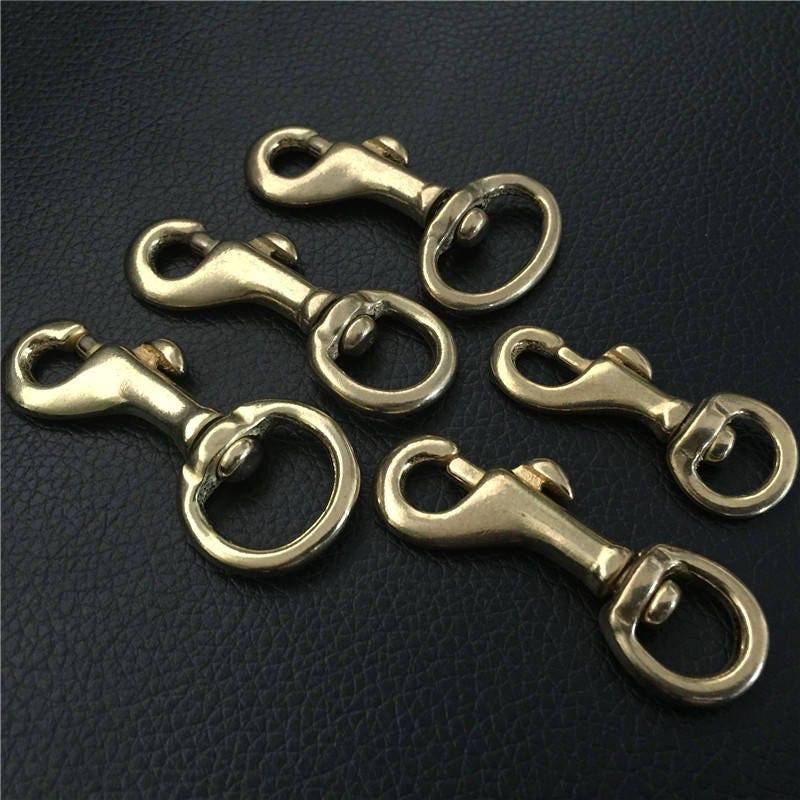 Solid Brass Swivel Eye Bolt Snap Hook Lobster Clasp Clip Spring Strap Belt Buckle Dog Leash Lanyard Key Chain Purse Bag Tote Chunky Hardware