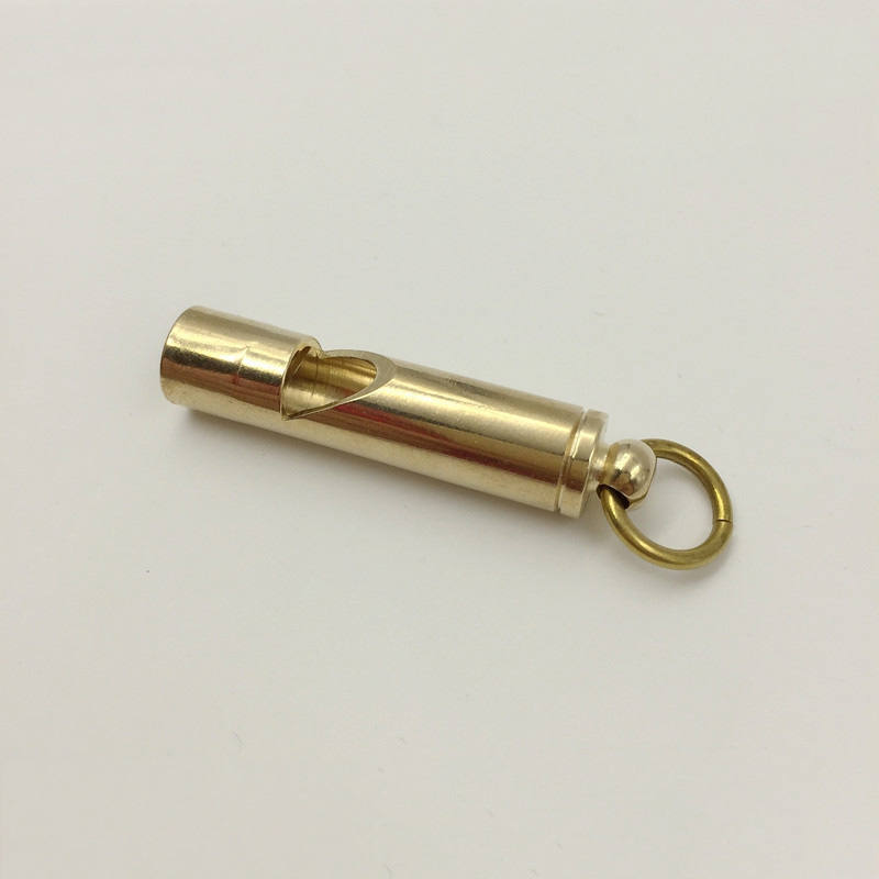 Solid Brass Pocket Whistle Fob Pendant Key Ring Keychain Outdoor EDC Emergency Survival Nautical Camping Hiking Safety Tool Gear Heavy Duty