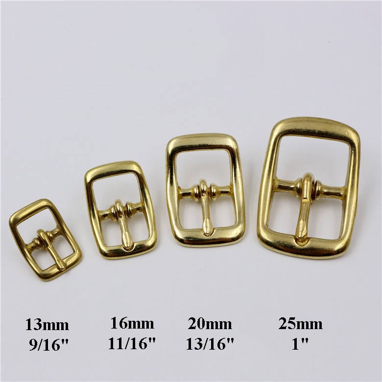 Solid Brass Rectangle Belt Buckle Center Bar Single Prong Pin Tongue Strap Leather Craft Fix Repair Replacement 1/2" - 1" 13mm - 25mm
