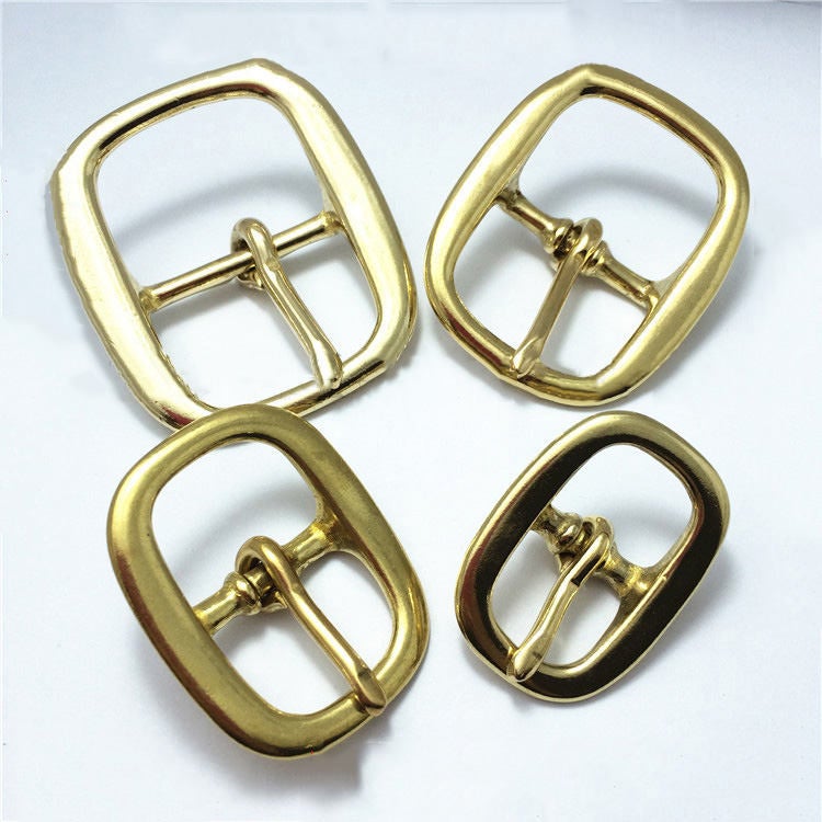 Solid Brass Oval Belt Buckle Center Bar Single Prong Pin Tongue Collar Halter Bridle Sandal Strap Shoes Leather Craft Repair 16 20 25 38 mm