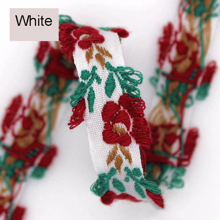 Lace Embroidered Rose Flower Trim Ribbon