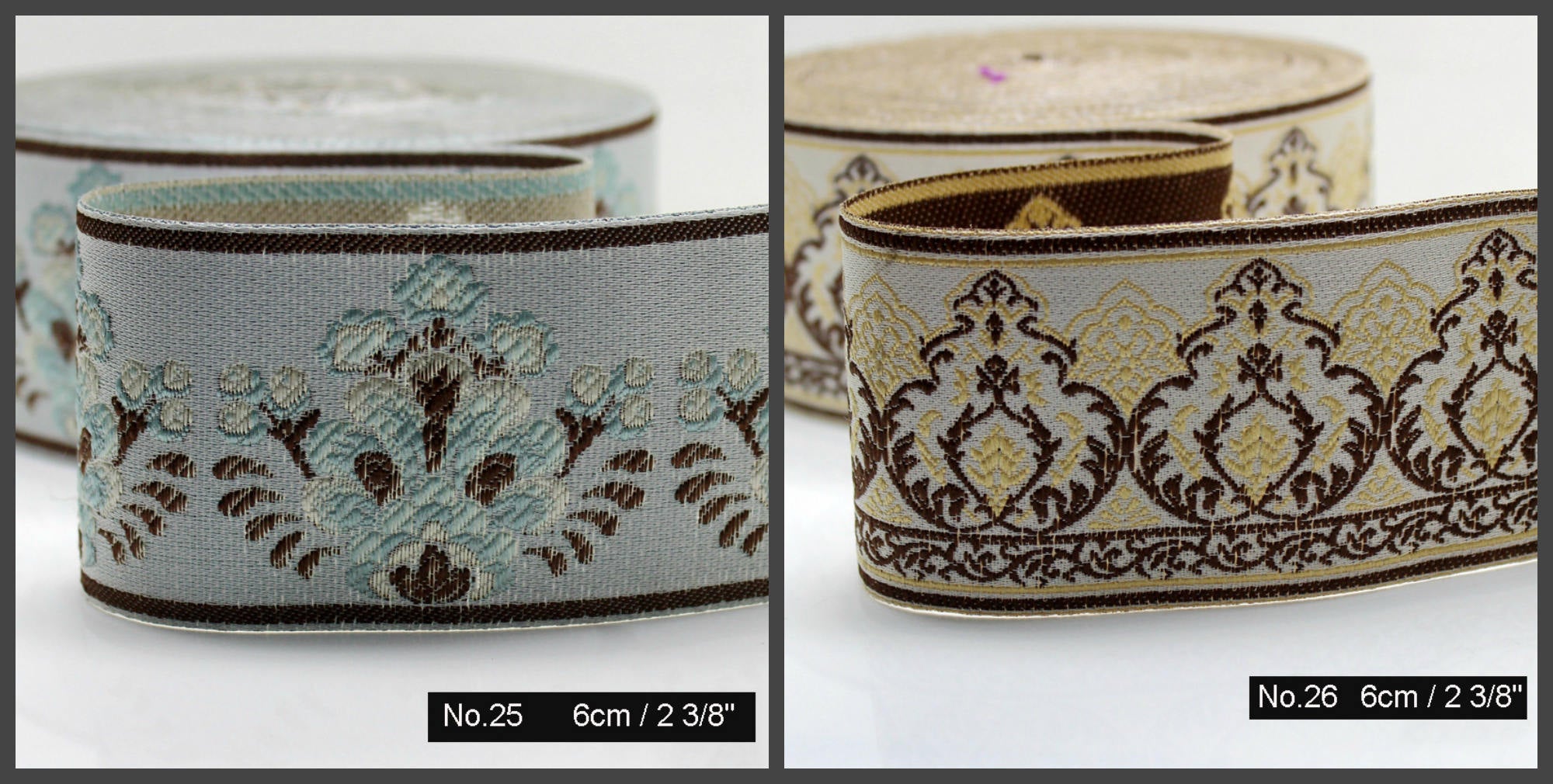 Vintage Floral Embroidery Jacquard Ribbon Braid Trim Embroidery Sold by Yards 45 50 60 62 mm 2 2.5"