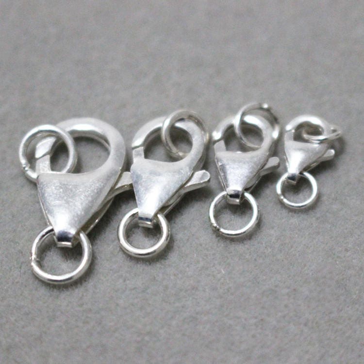 Pure 925 Sterling Silver Lobster Claw Clasp Parrot Round Open Jump Rings Thick Connector Jewelry Making Necklace Bracelet Fastener Finding