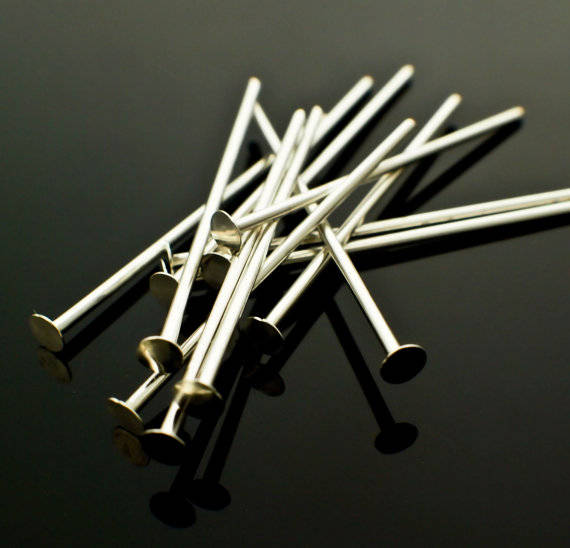 Solid 925 Sterling Silver Flat Head Pins Needles 24,22,21 gauge 15,20,25,30 mm Bulk Lot Jewelry Making Finding