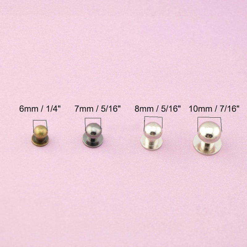 Screw Stud Button Round Head Brass Rivet Sam Brown Browne Gold Bronze Silver Black 6 8 10 mm Leathercraft Belt Collar Cuff Band Wallet Purse