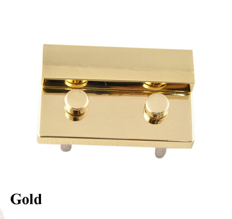 Metal Rectangular Press Squeeze Purse Lock Flip Double Knob 65*34mm Gold Tone Clutch Wallet Handbag Leathercraft Hardware Supply Repair